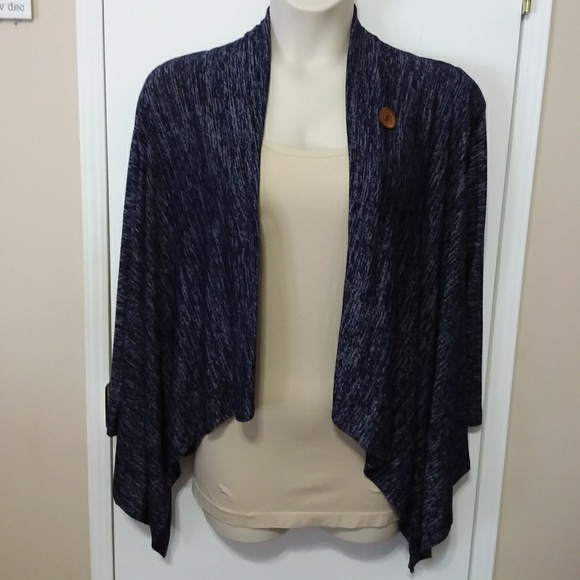 ☆☆SOLD☆☆ Bobeau Heathered Blue One-Button Cardigan - Picture 4 of 8